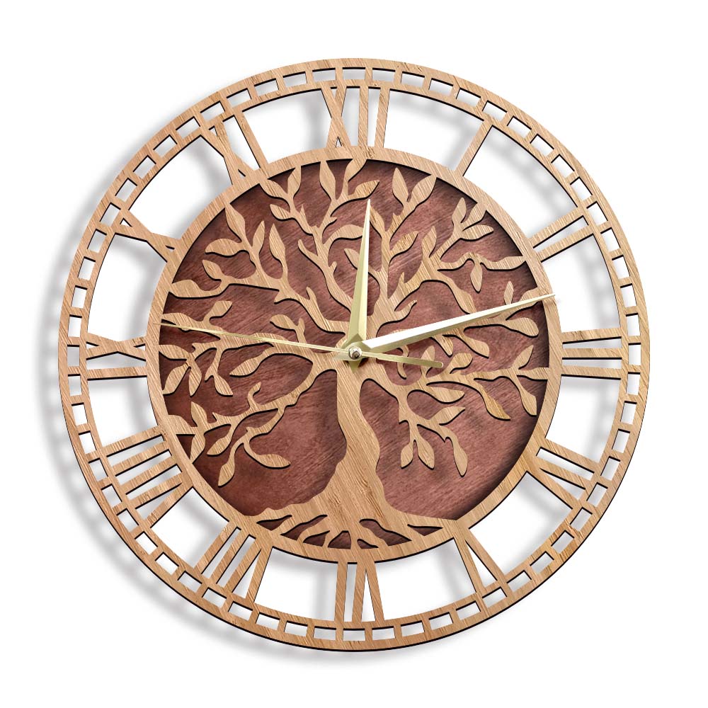 Resin Art Wall Clock - Drewniany zegar ścienny Drzewo życia Styl
