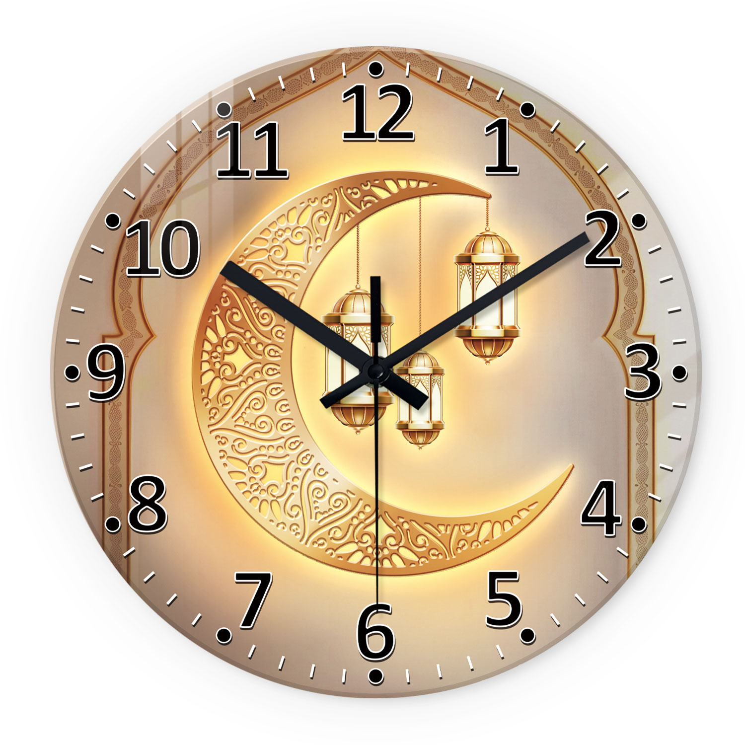 Resin Art Wall Clock - Nowoczesny, dostępny, luksusowy złoty księżyc Latarnia