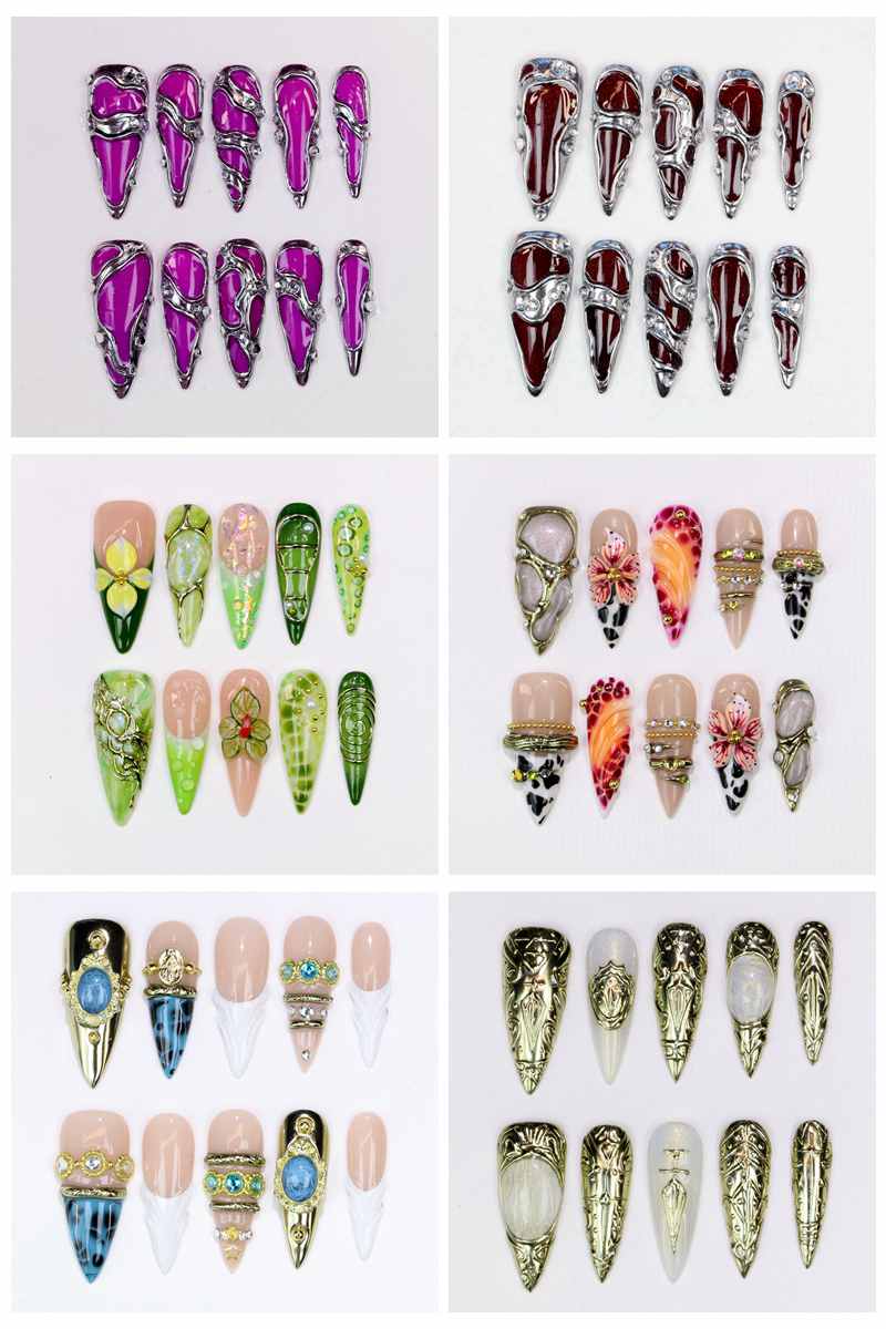Resin Art Design - 10 szt. Długie sztuczne paznokcie typu